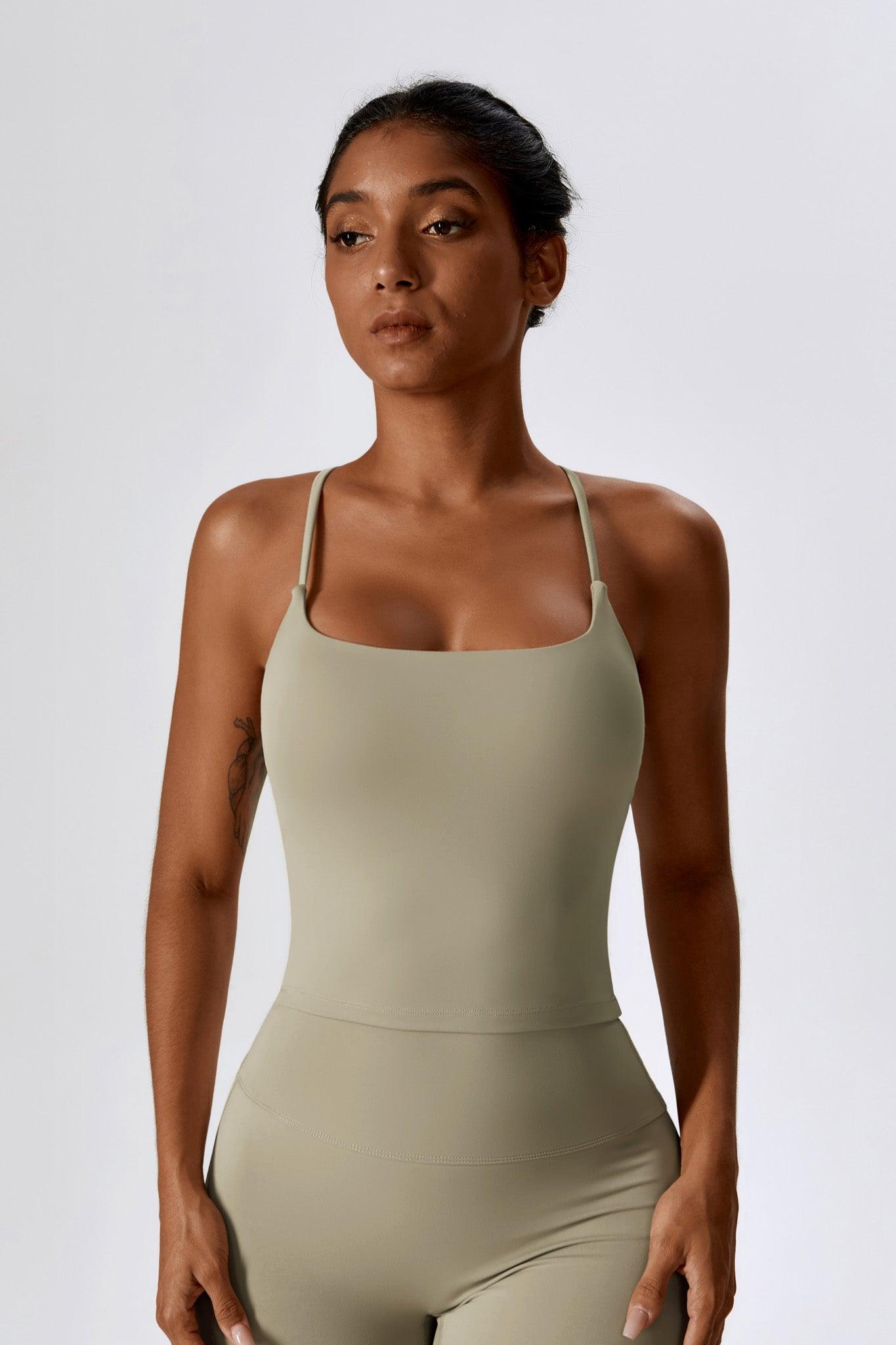 Sleek Nude Top with Scoop Neckline and Nylon By BOTA Official