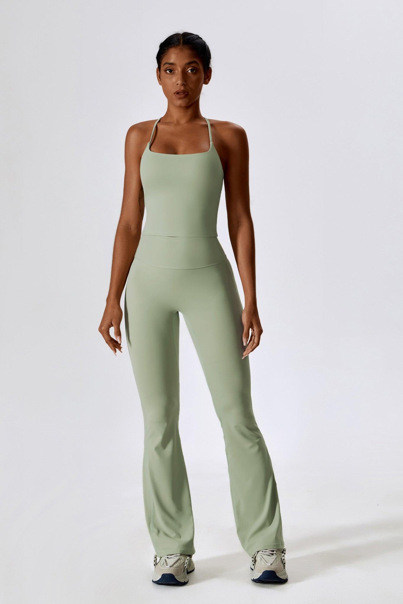 Stretchy Pistachio Top with Scoop Neckline and Thin Strap By BOTA Official