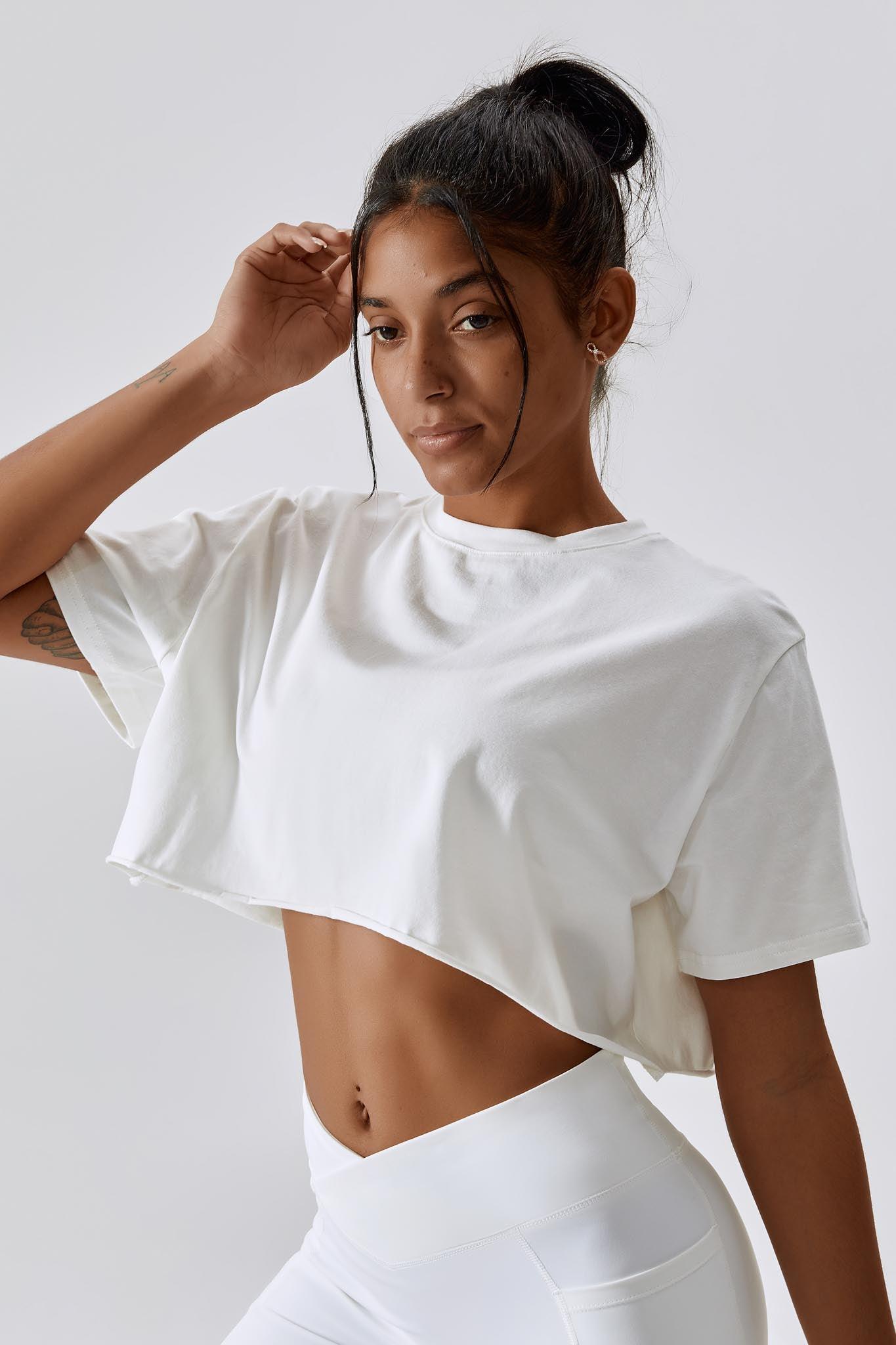 Comfortable White Short Crop Top with Relaxed Fit | BOTA Official By BOTA Official