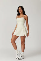 Cream Mini Dress with Built-in Shorts and Side Slit By BOTA Official