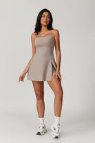 Relaxed-Fit Nude Mini Dress with Open Back and Adjustable Strap By BOTA Official