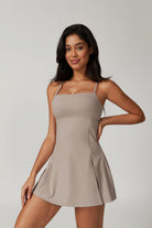 Relaxed-Fit Nude Mini Dress with Open Back and Adjustable Strap By BOTA Official