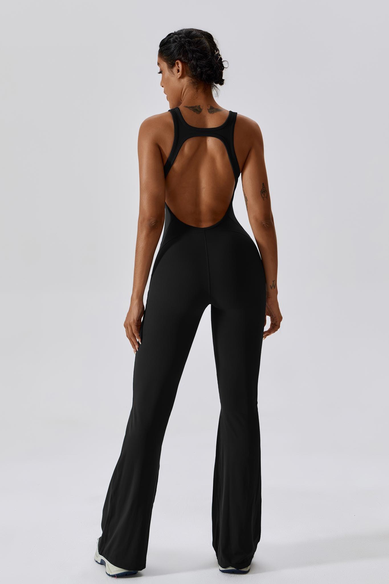 Black Open Back Jumpsuit | Yoga & Everyday Wear By BOTA Official