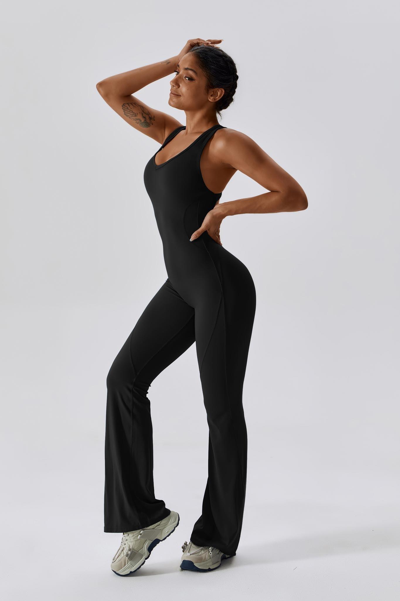 Black Open Back Jumpsuit | Yoga & Everyday Wear By BOTA Official