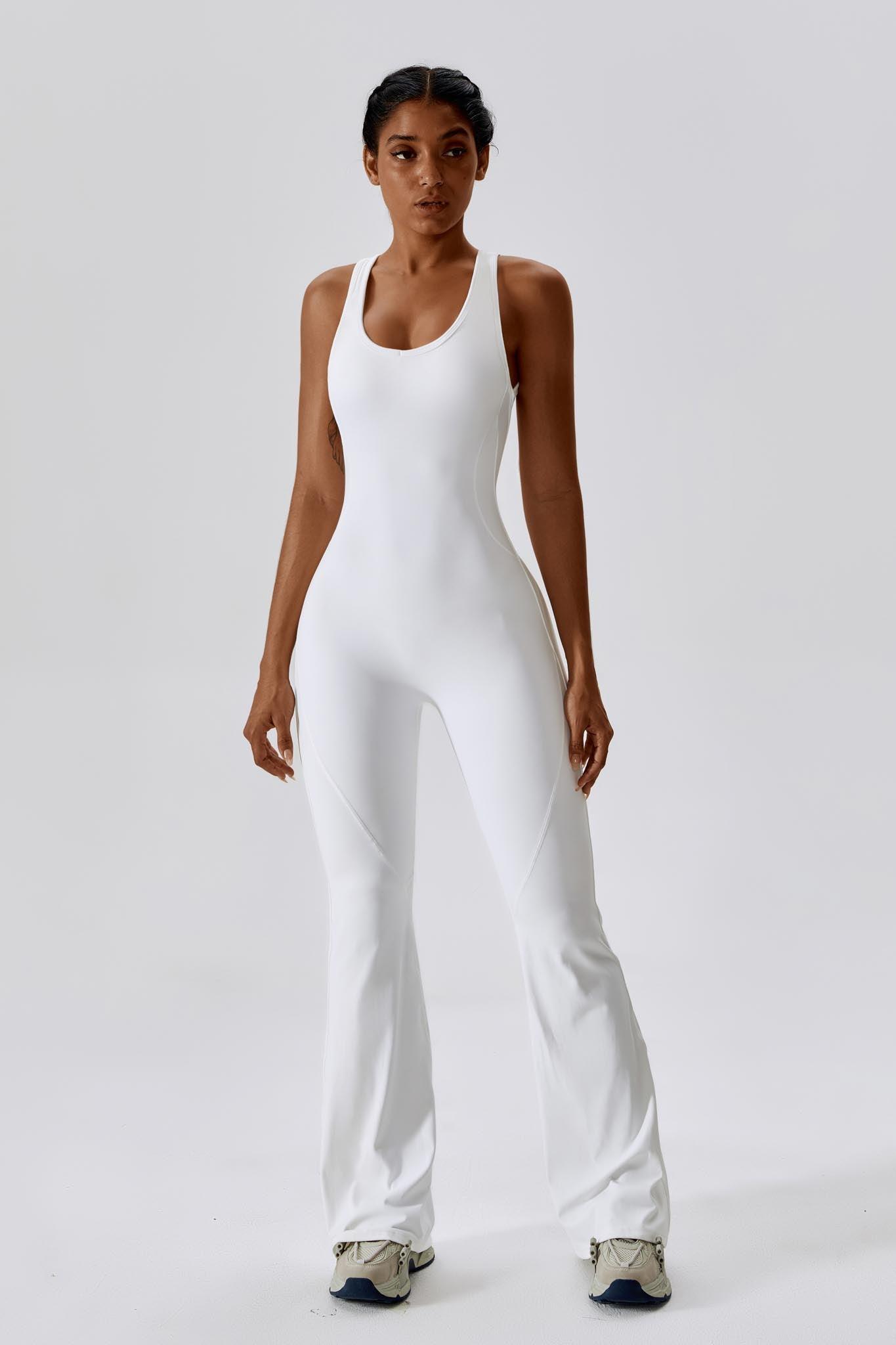 White Sleeveless Jumpsuit for Yoga Open Back Design BOTA Official