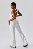 White Sleeveless Jumpsuit for Yoga | Open Back Design By BOTA Official