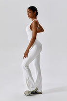 White Sleeveless Jumpsuit for Yoga | Open Back Design By BOTA Official