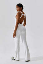 White Sleeveless Jumpsuit for Yoga | Open Back Design By BOTA Official