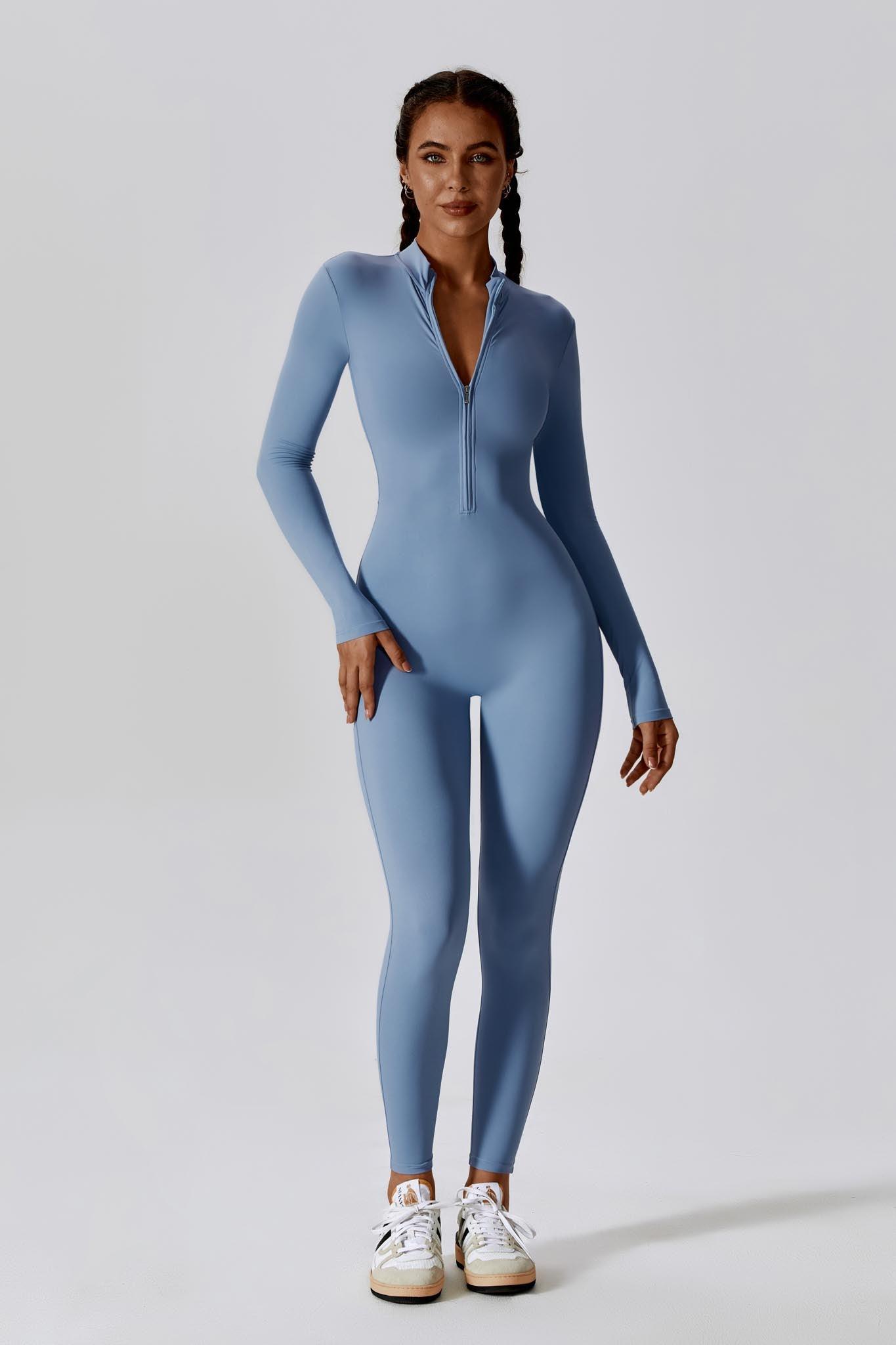 Chambray Jumpsuit | High-Neck and Long Sleeve Activewear By BOTA Official