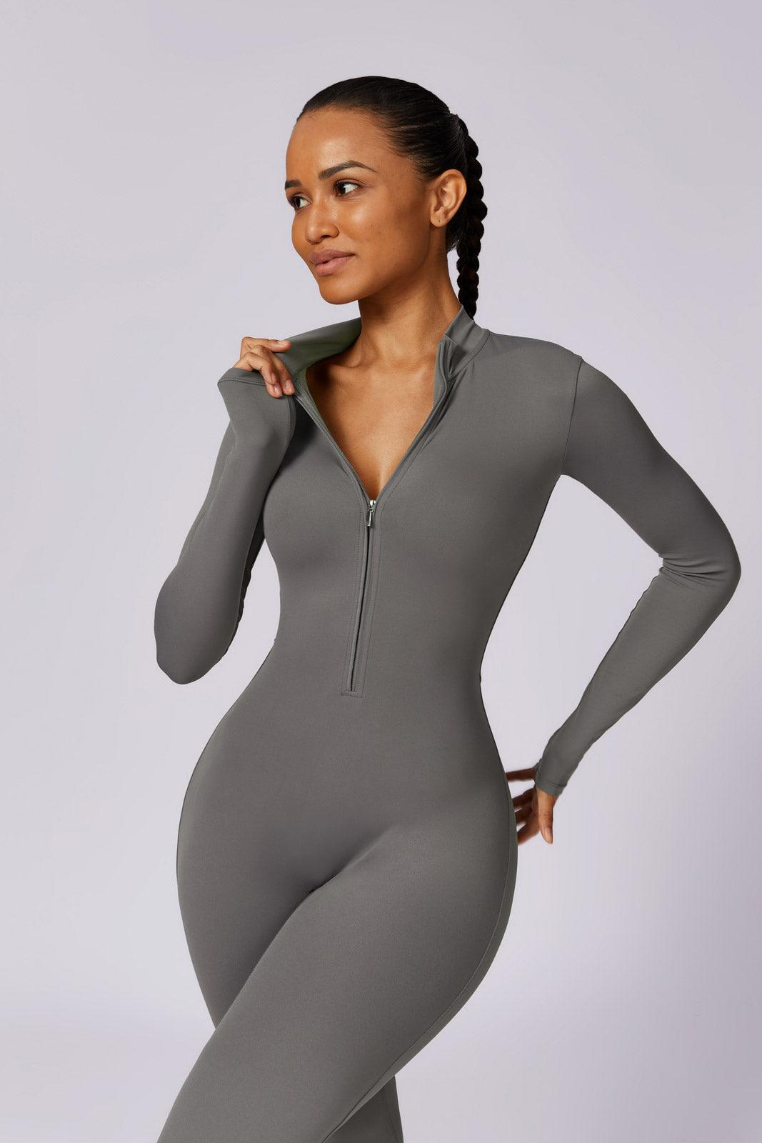 High Neck Gray Jumpsuit Perfect for Workout and Casual Outing BOTA Official