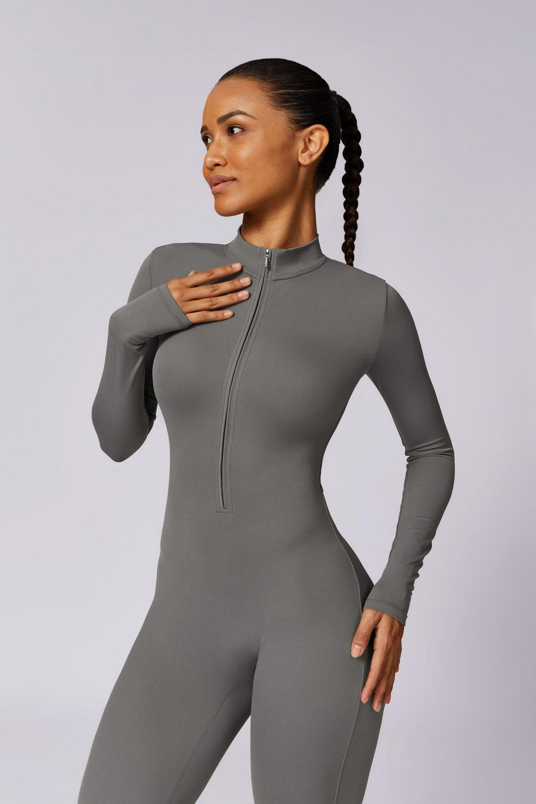 High-Neck Gray Jumpsuit | Perfect for Workout and Casual Outing By BOTA Official