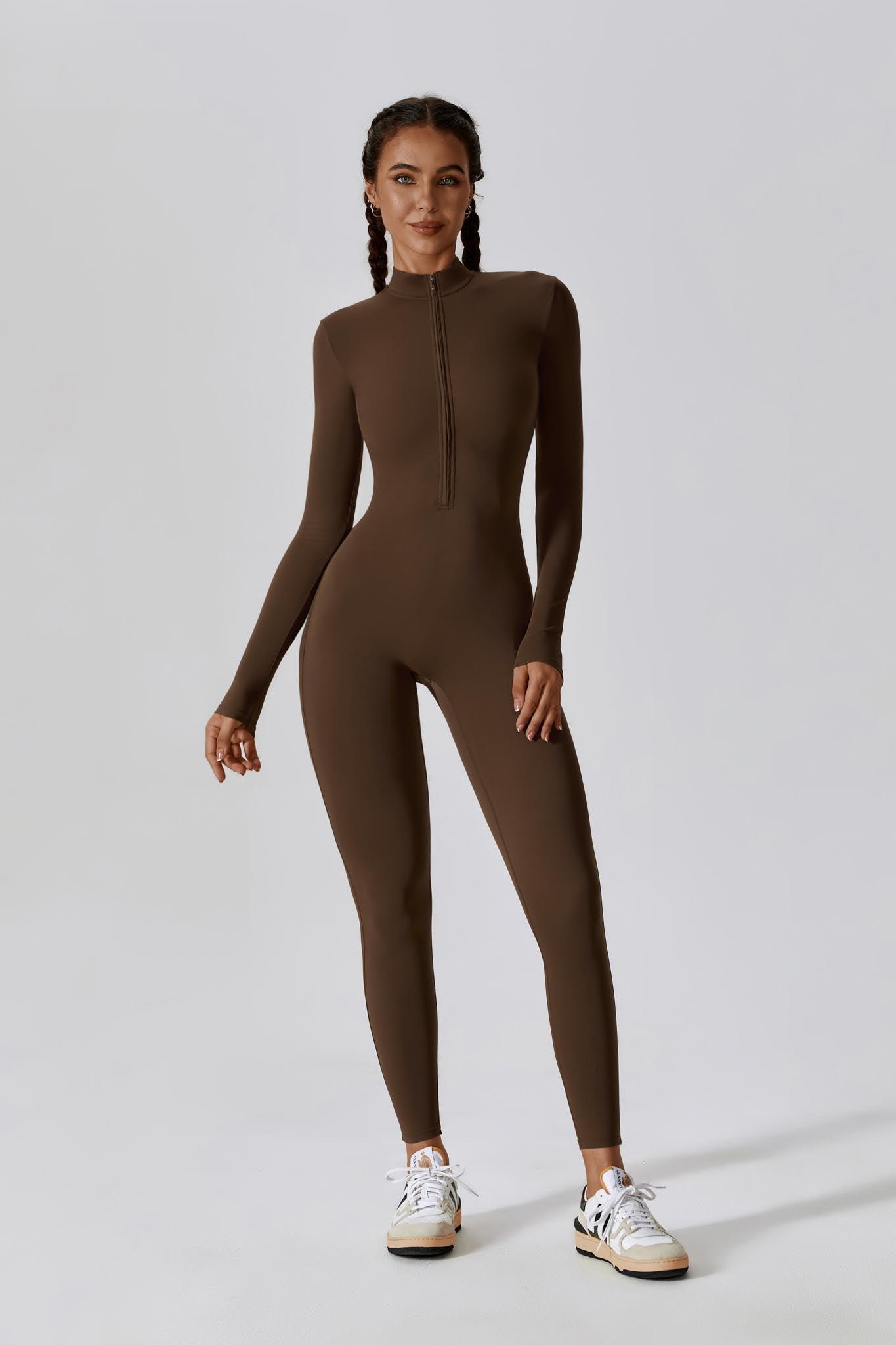 Mocha Long Sleeve Jumpsuit | Comfy & Sleek By BOTA Official