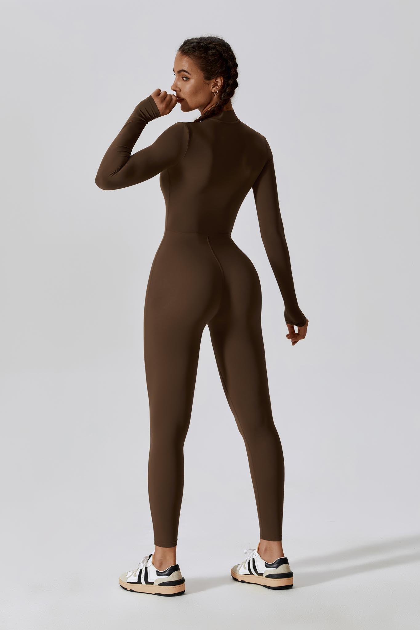 Mocha Long Sleeve Jumpsuit | Comfy & Sleek By BOTA Official