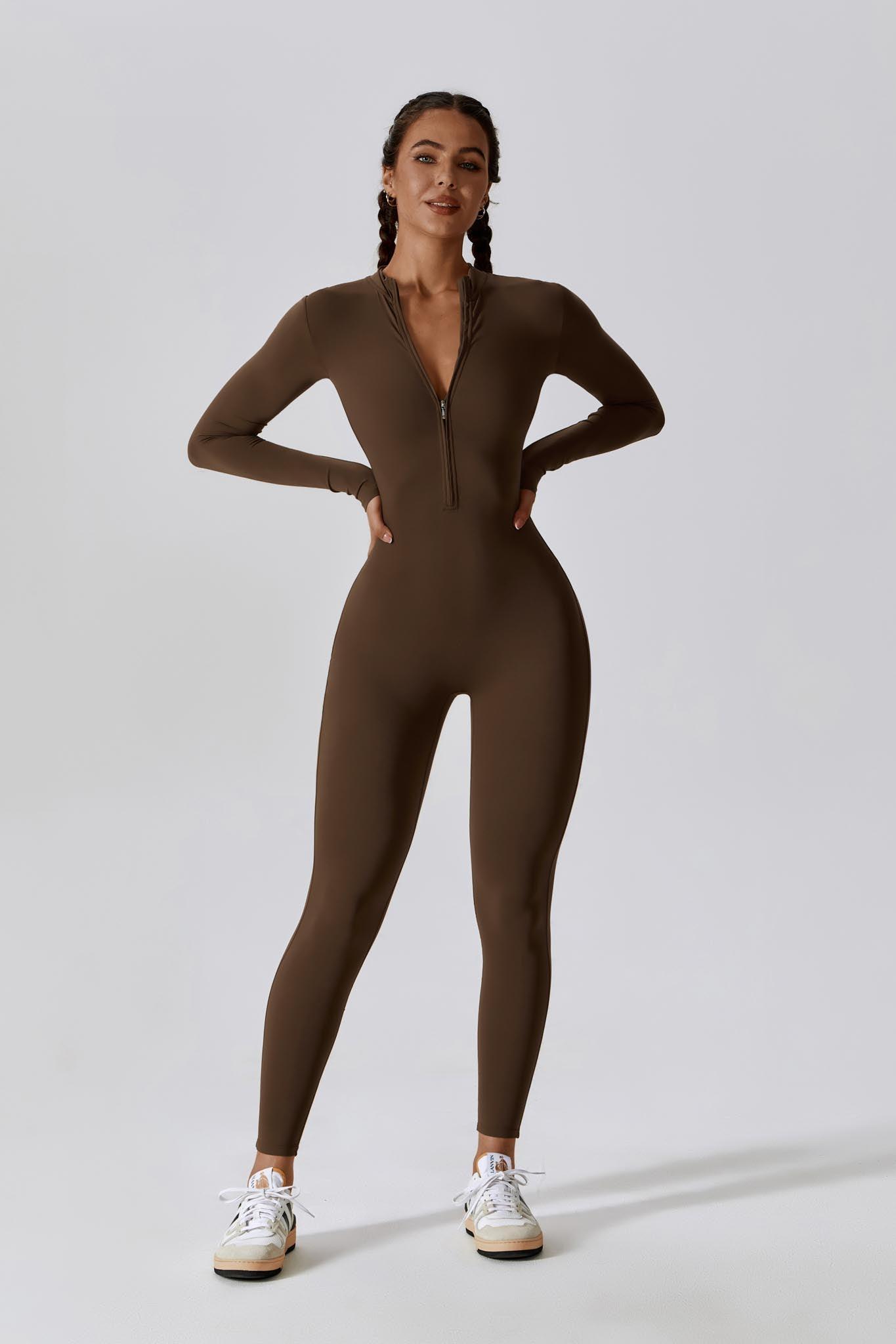 Mocha Long Sleeve Jumpsuit | Comfy & Sleek By BOTA Official