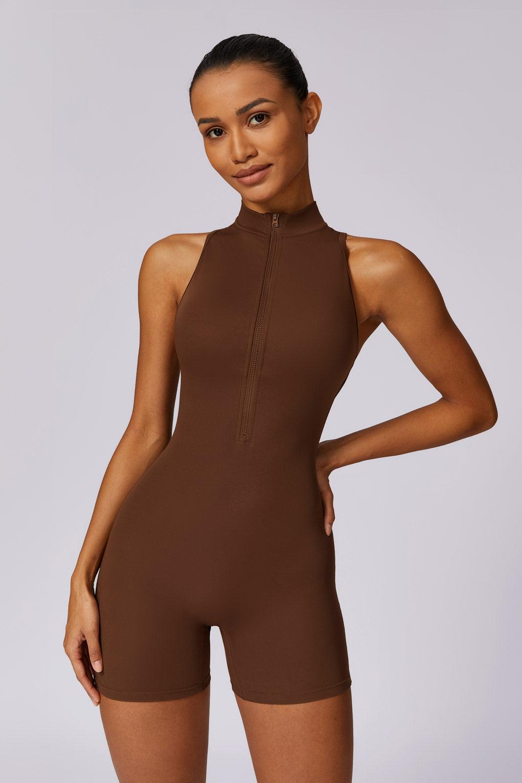 Long Sleeve Mocha Romper with Soft Spandex for Ultimate Comfort By BOTA Official