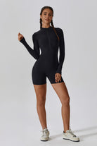 Phoenix Black Romper with Comfortable Four-Way Stretch and Long Sleeves By BOTA Official