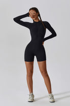 Phoenix Black Romper with Comfortable Four-Way Stretch and Long Sleeves By BOTA Official