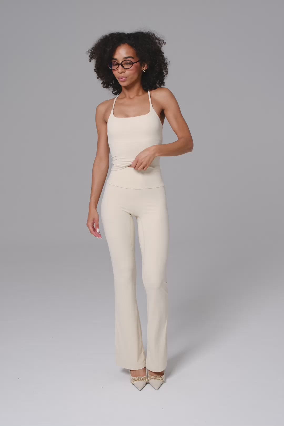 Haven Scrunch Flare Leggings - Cream