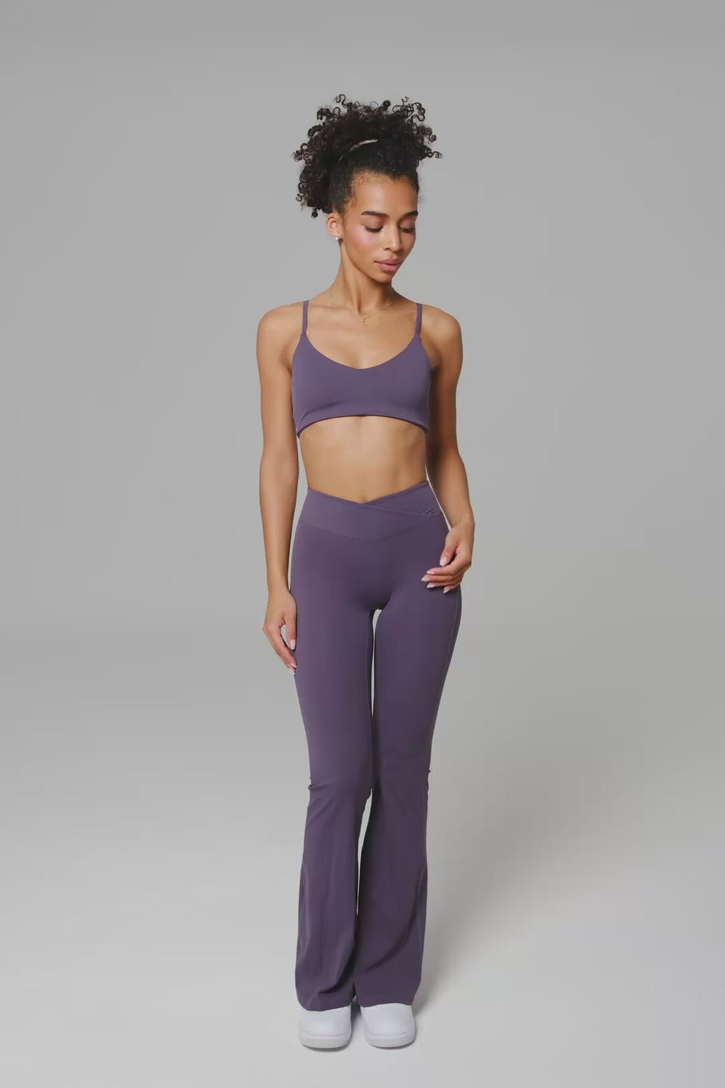 Zoe V-Waist Flare Leggings - Charcoal Navy (FINAL SALE)