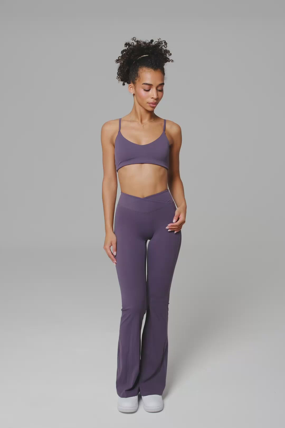 Zoe V-Waist Flare Leggings - Charcoal Navy (FINAL SALE)