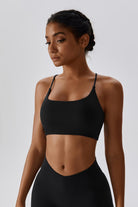 Breathable Chic Black Sports Bra with Cross Back Strap by BOTA Official