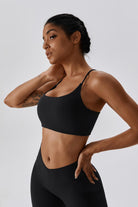 Breathable Chic Black Sports Bra with Cross Back Strap by BOTA Official