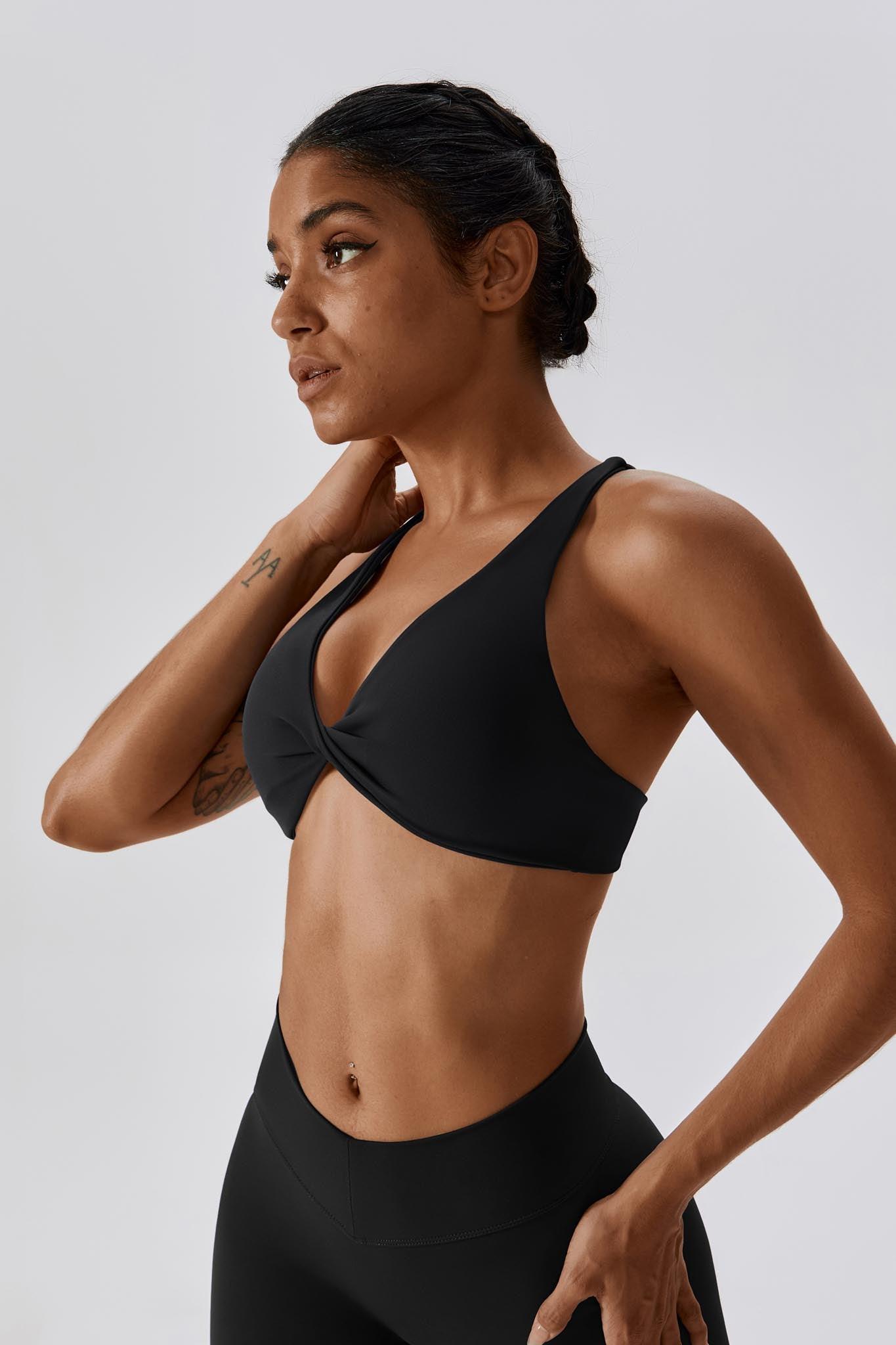 Black strappy sports fashion bra