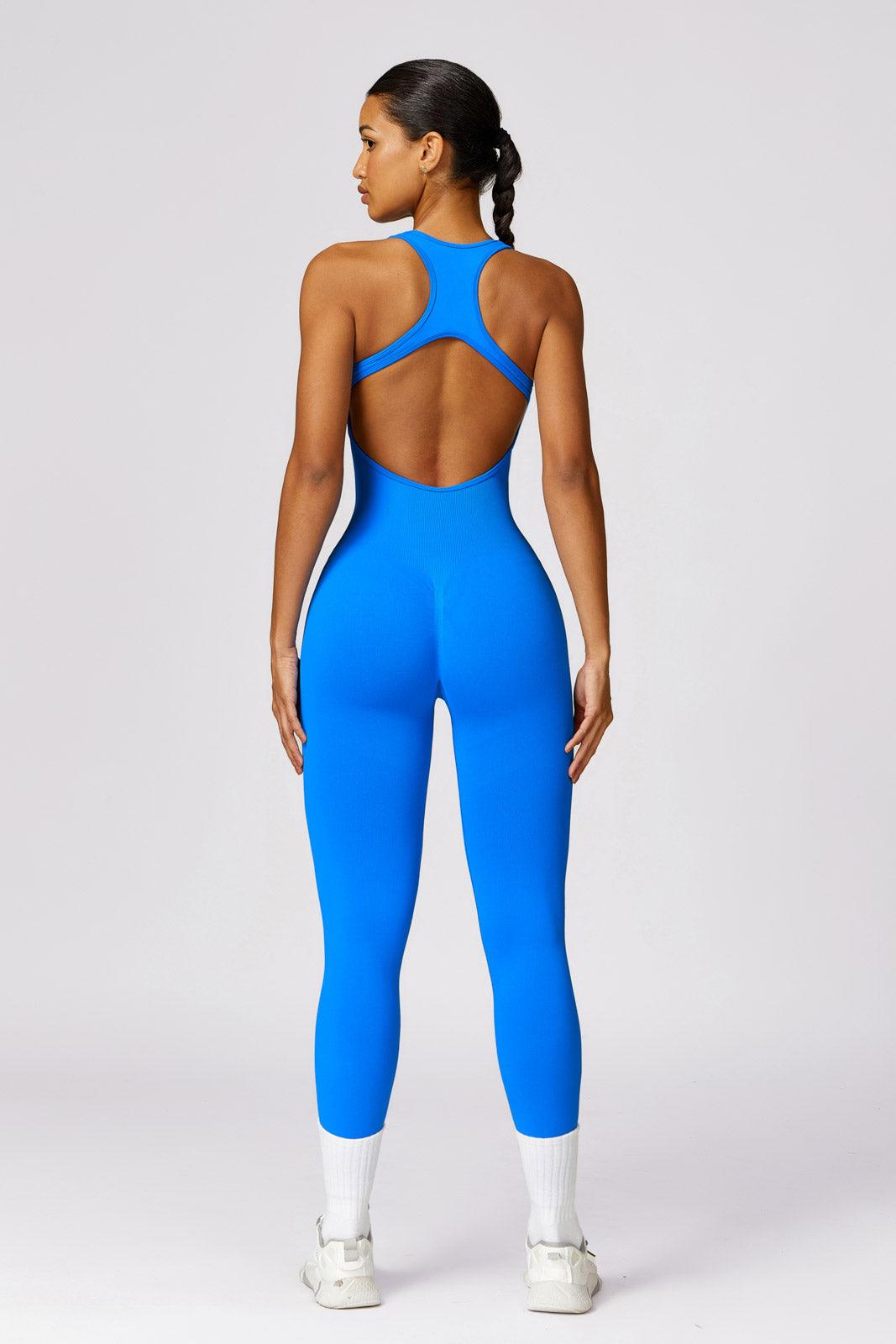 Stretchy Light Blue Jumpsuit with Built in Bra and Sleeveless By BOTA Official