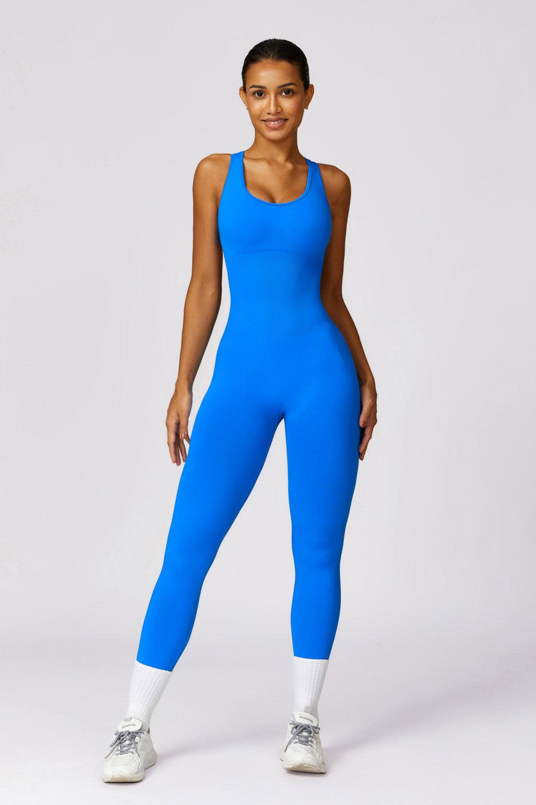 Stretchy Light Blue Jumpsuit with Built in Bra and Sleeveless By BOTA Official