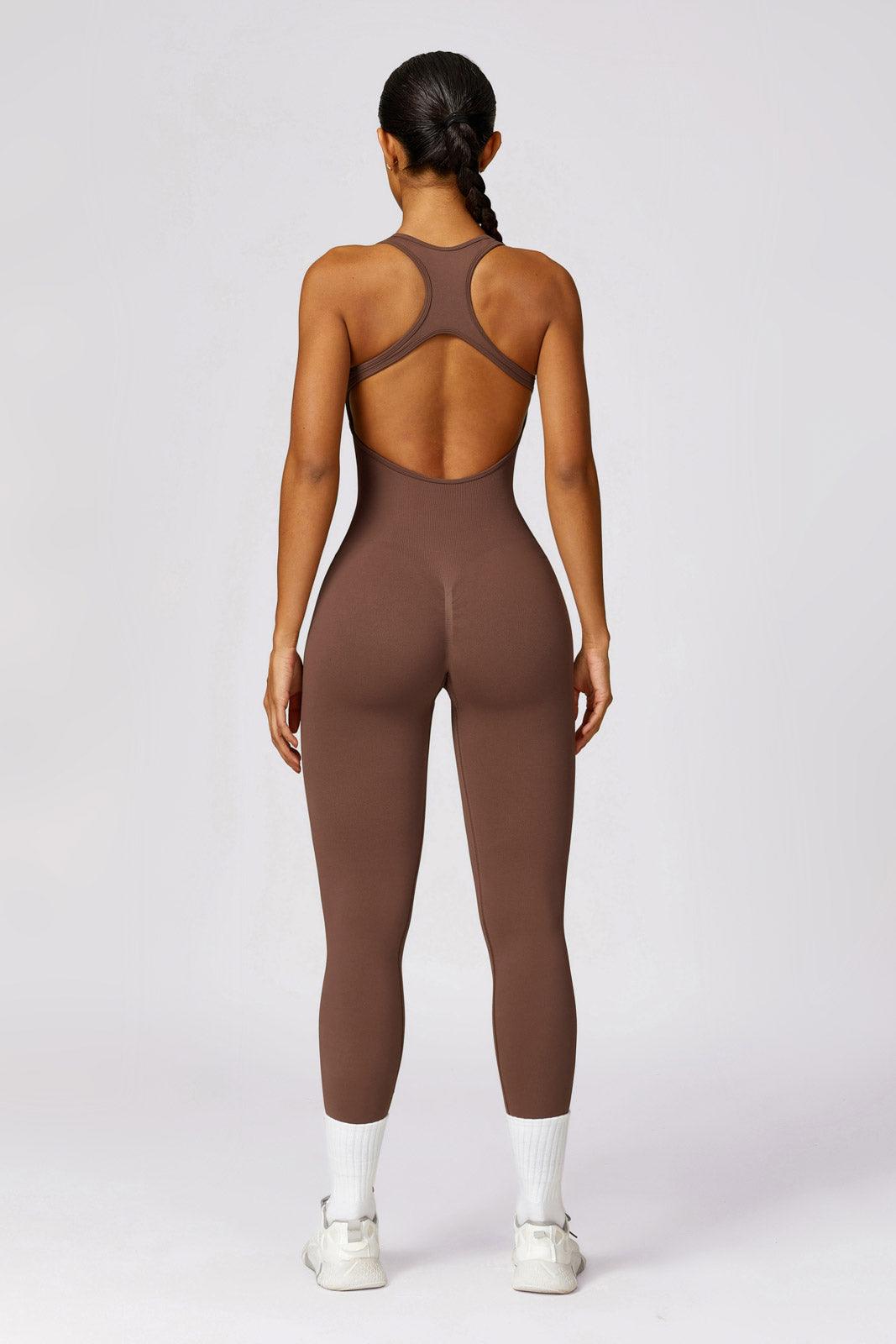 Mocha Jumpsuit with Sleeveless and Open Back Style By BOTA Official