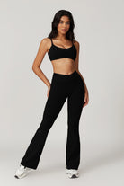 Fit Black Flare Leggings with V-Shaped Cross Waist By BOTA Official