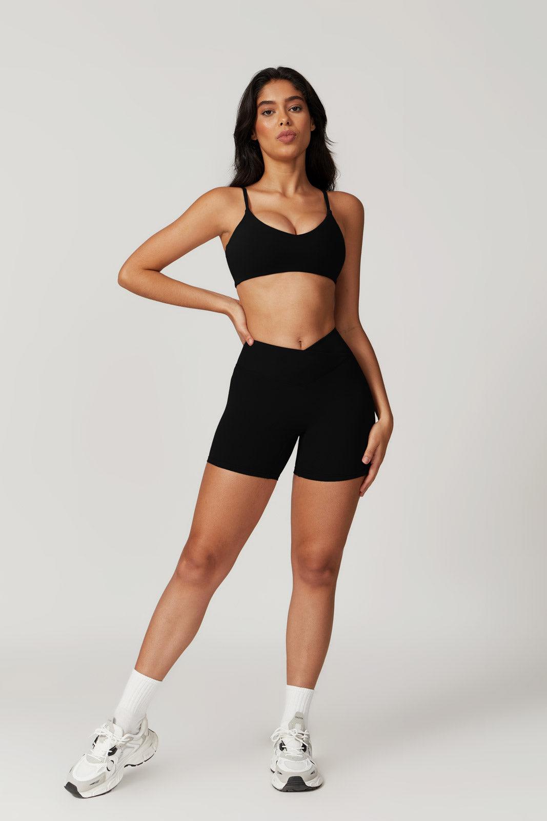 Chic Black Shorts with High Waist and Moisture Wicking Fabric By BOTA Official