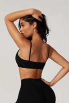 Zoe Sports Bra Black with Thin Straps and Moisture Wicking Fabric by BOTA Official