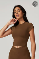 Comfortable Brown Top with Flattering Cropped Fit and Polyamide By BOTA Official