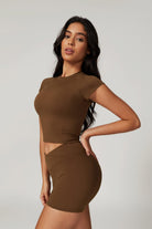 Comfortable Brown Top with Flattering Cropped Fit and Polyamide By BOTA Official