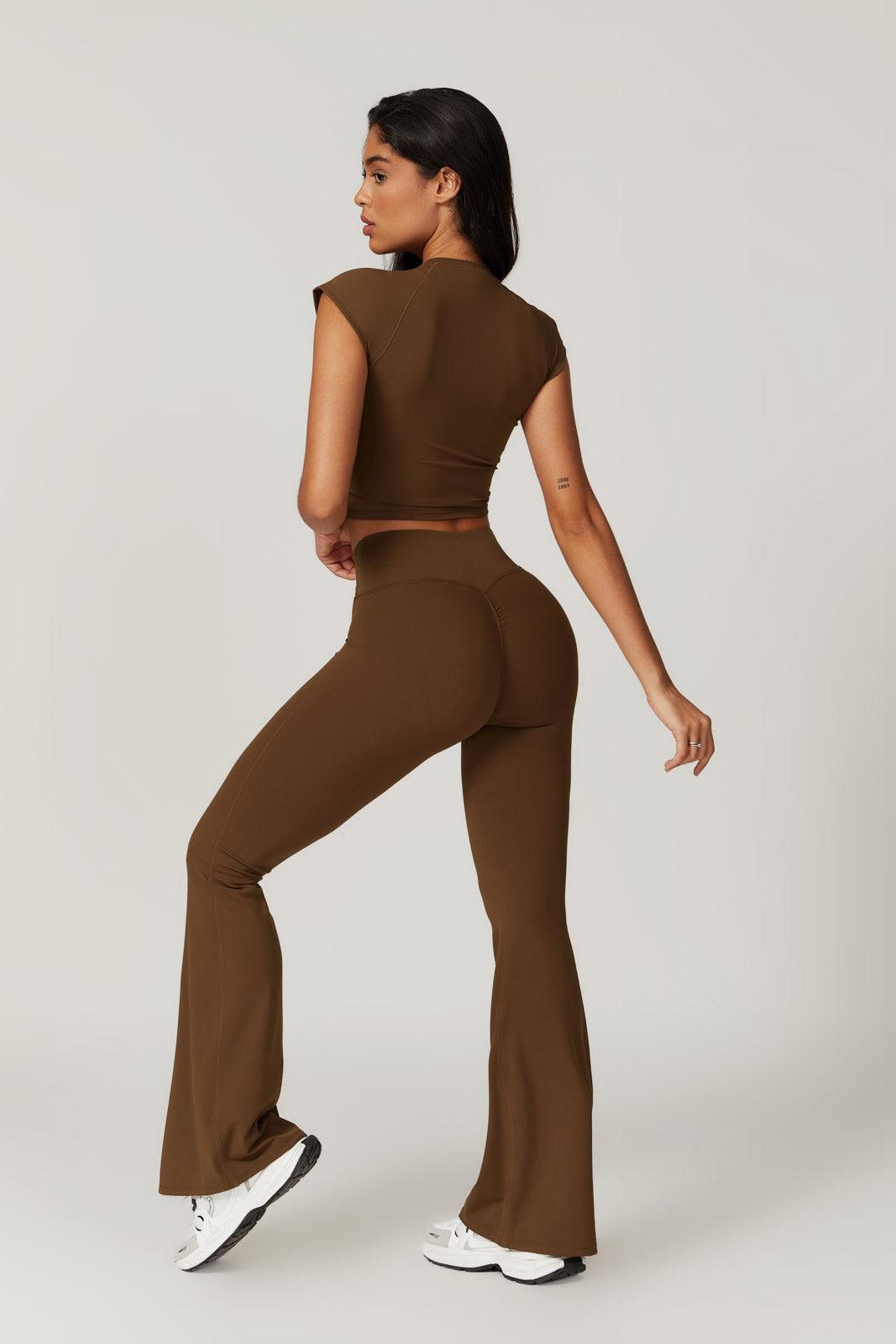 Comfortable Brown Top with Flattering Cropped Fit and Polyamide By BOTA Official