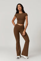 Comfortable Brown Top with Flattering Cropped Fit and Polyamide By BOTA Official