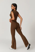 Comfortable Brown Top with Flattering Cropped Fit and Polyamide By BOTA Official